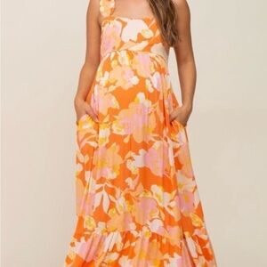 Floral Orange Maxi Dress